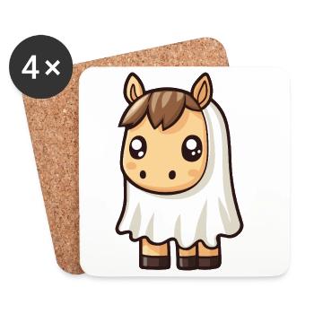 Cheval Halloween fantôme - Dessous de verre (lot de 4) - blanc - Devant