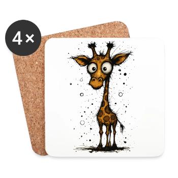 Lustige Giraffe mit großen Augen – Comic Splash - Untersetzer (4er-Set) - Weiß - Vorne