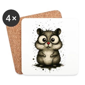 Lustiger Hamster mit großen Augen – Comic Splash - Untersetzer (4er-Set) - Weiß - Vorne