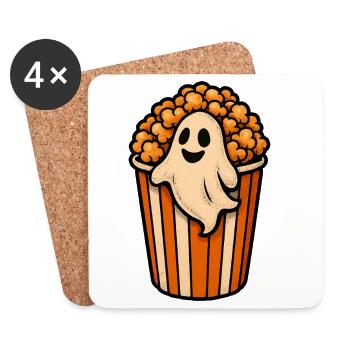 Popcorn ghost in the popcorn pot - Coasters (set of 4) - white - Front