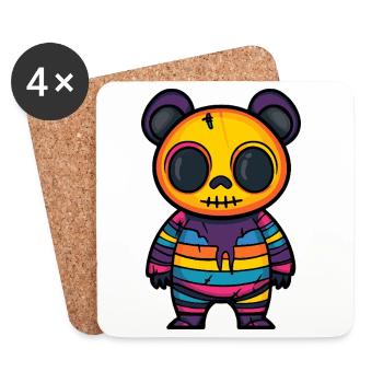 Panda Halloween Bande Dessinée Drôle - Dessous de verre (lot de 4) - blanc - Devant