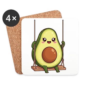 Avocat sucré Balançoire Playground Légumes Vegan - Dessous de verre (lot de 4) - blanc - Devant