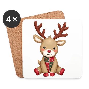 Patchwork Reindeer Winter Love - Coasters (set of 4) - white - Front