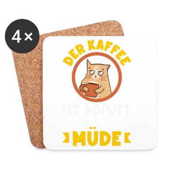 The coffee is broken – tired sleep - Coasters (set of 4) - white - Front