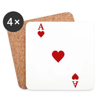 Cartes à jouer Contraste - As de Cœur - Dessous de verre (lot de 4) - blanc - Devant