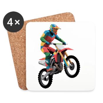 Motocross - Cooles Motorrad Logo - Untersetzer (4er-Set) - Weiß - Vorne