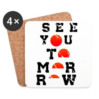 See You Tomorrow Inspiration Art Japon - Dessous de verre (lot de 4) - blanc - Devant