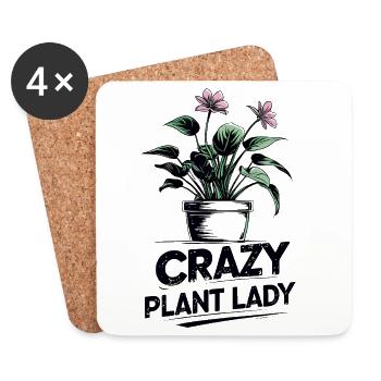 Crazy Plant Lady Blumen Topf T-Shirt - Untersetzer (4er-Set) - Weiß - Vorne