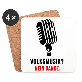 Nein Danke Volksmusik Mikrofon-Statement - Untersetzer (4er-Set) - Weiß - Vorne