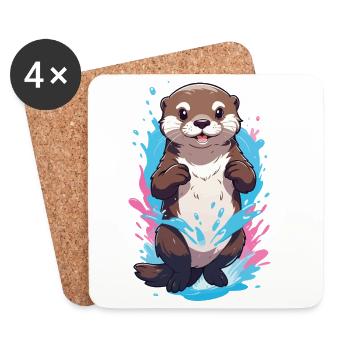 Mignon Ludique Loutre Splash Joy - Dessous de verre (lot de 4) - blanc - Devant