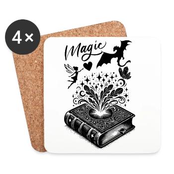 Conception de livre magique - Bookish Fantasy Dragon Fairy - Dessous de verre (lot de 4) - blanc - Devant