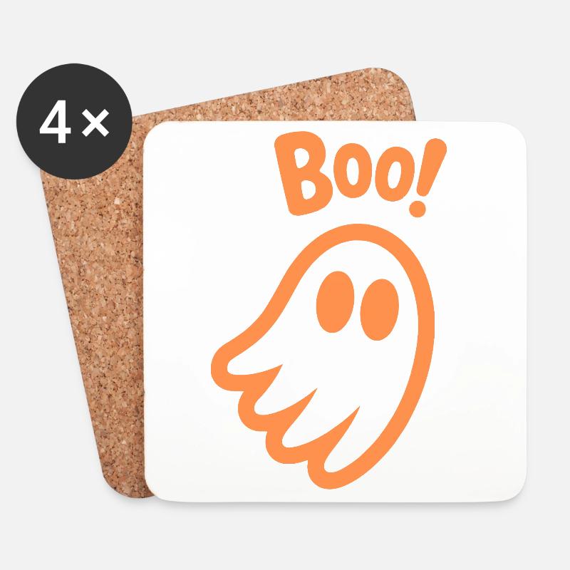 Buhruf! - Kinder süßer Geist Halloween Design - Untersetzer (4er-Set) - Weiß