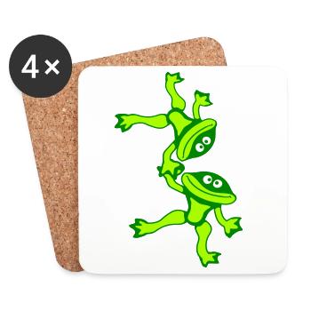 3 Frosch Freunde Team Turm Artisten Crew Zirkus - Untersetzer (4er-Set) - Weiß - Vorne