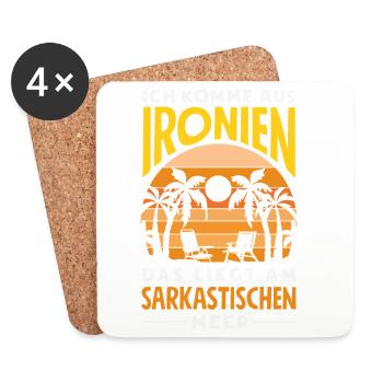 Je viens des ironies – Mer sarcastique - Dessous de verre (lot de 4) - blanc - Devant