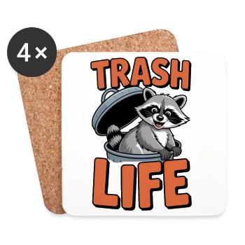 Waschbär Humor – Trash Life - Untersetzer (4er-Set) - Weiß - Vorne
