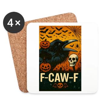 Funny Black Crow Bird with F-Caw-F Halloween - Coasters (set of 4) - white - Front