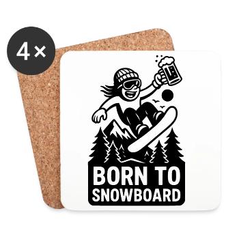 Né pour le snowboard - Dessous de verre (lot de 4) - blanc - Devant