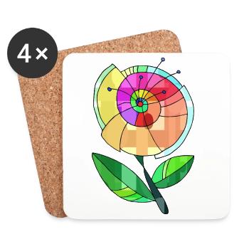 Fleur - Dessous de verre (lot de 4) - blanc - Devant