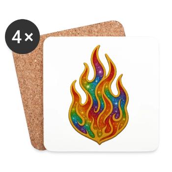 Rainbow Fire Patch - Coasters (set of 4) - white - Front