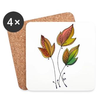 leaves - Coasters (set of 4) - white - Front