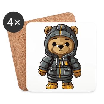 Bear Winter Comic Cute - Coasters (set of 4) - white - Front