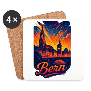 Ville de Berne Suisse Silhouette Cadeaux Artistiques - Dessous de verre (lot de 4) - blanc - Devant