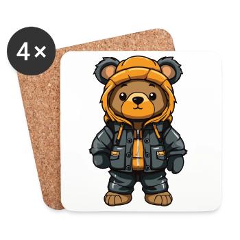 Bear Winter Comic Cute - Coasters (set of 4) - white - Front
