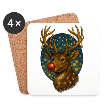 Weihnachtsrentiere - Untersetzer (4er-Set) - Weiß - Vorne