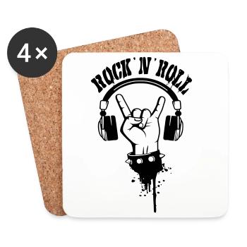 Rock Hand Silhouette - Coasters (set of 4) - white - Front