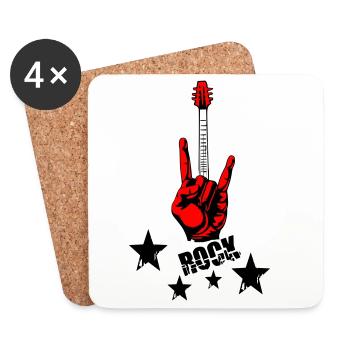Rock Hand and Guitar Neck - Coasters (set of 4) - white - Front