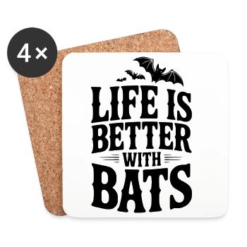 Life is Better with Bats - Coasters (set of 4) - white - Front