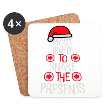Le plus susceptible de secouer les cadeaux Noël Fun - Dessous de verre (lot de 4) - blanc - Devant