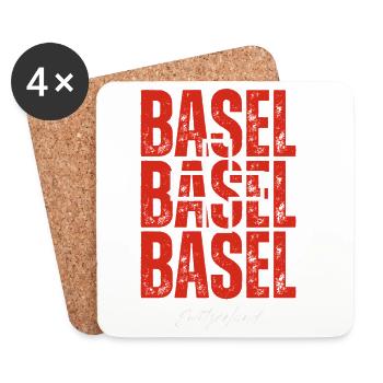 Basel Switzerland, a souvenir of Basel - Coasters (set of 4) - white - Front