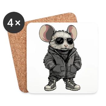 Maus Cool Winter - Untersetzer (4er-Set) - Weiß - Vorne