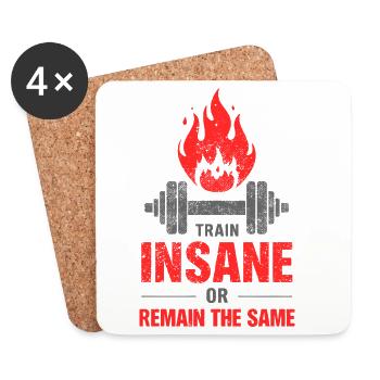 Train Insane – No Limits Fitness Shirt - Untersetzer (4er-Set) - Weiß - Vorne