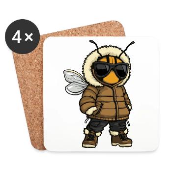 Biene Cool Winter - Untersetzer (4er-Set) - Weiß - Vorne