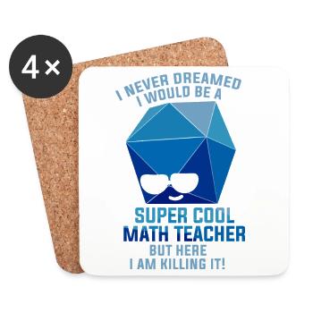 Dicton mathématique amusant Professeur de mathématiques - Dessous de verre (lot de 4) - blanc - Devant