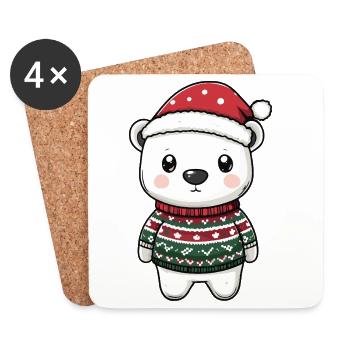 Polar Bear Christmas - Coasters (set of 4) - white - Front