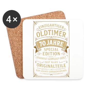 70th Birthday 70s 70th 70th Anniversary Vintage Car - Coasters (set of 4) - white - Front