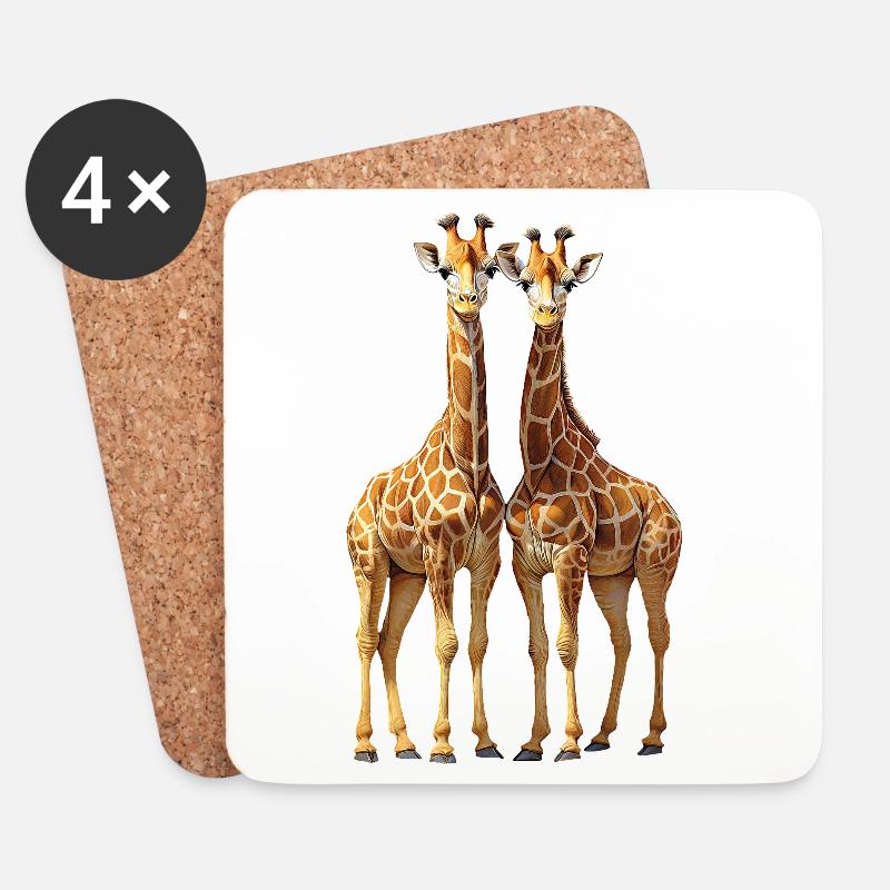 Girafes - Dessous de verre (lot de 4) - blanc