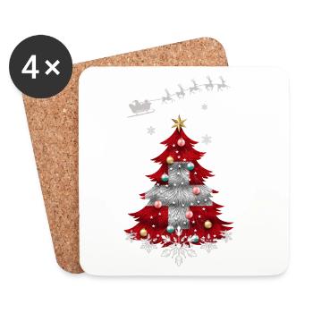 Sapin de Noël avec drapeau suisse - Dessous de verre (lot de 4) - blanc - Devant