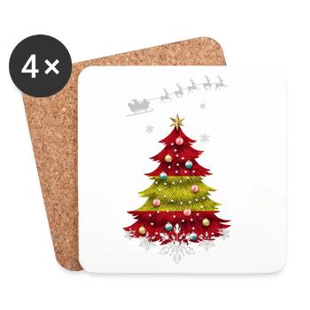 Sapin de Noël avec drapeau espagnol - Dessous de verre (lot de 4) - blanc - Devant