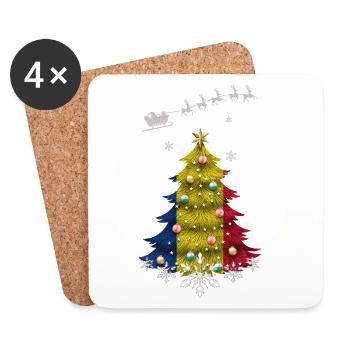 Christmas tree with Romania flag - Coasters (set of 4) - white - Front