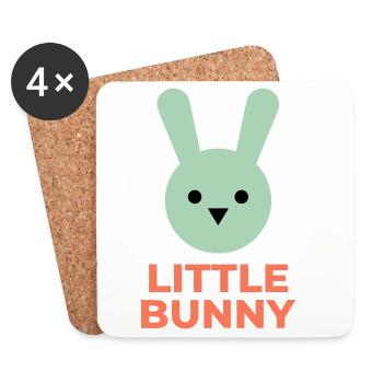Minze Hase und kleiner Hase Text - Untersetzer (4er-Set) - Weiß - Vorne