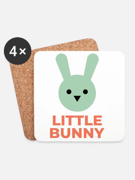 Minze Hase und kleiner Hase Text - Untersetzer (4er-Set) - Weiß