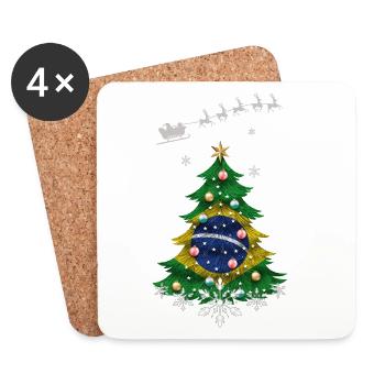Christmas tree with Brazil flag - Coasters (set of 4) - white - Front