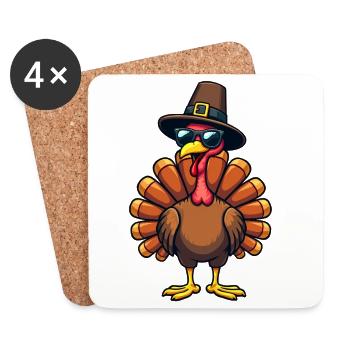 Thanksgiving Funny Thanksgiving Turkey - Coasters (set of 4) - white - Front