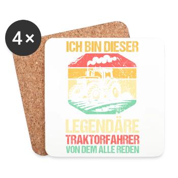 Agriculteur Agriculteur Agriculteur Tracteur Agricole - Dessous de verre (lot de 4) - blanc - Devant