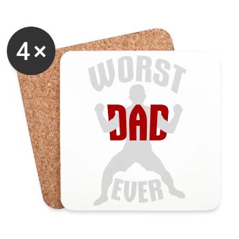 Worst Dad Ever Lustig Sarkastisch Vatertag Papa - Untersetzer (4er-Set) - Weiß - Vorne