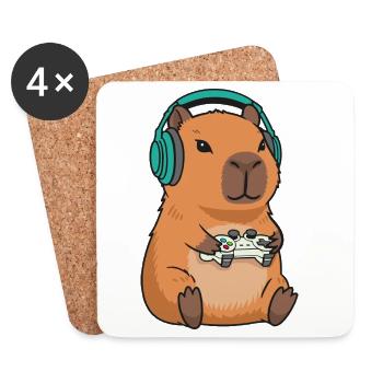 Capybara Gamer Videospiele Zocken Gaming Zocker - Untersetzer (4er-Set) - Weiß - Vorne